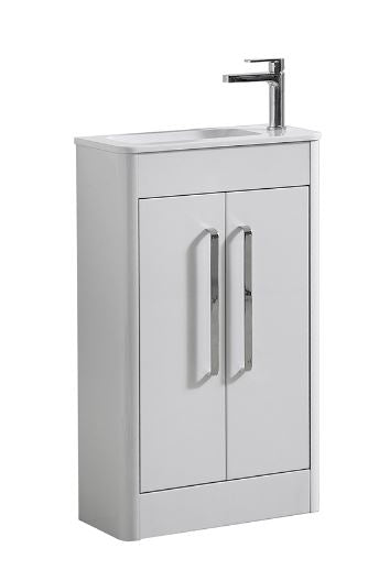 Essentials Suburb 500mm x 250mm Double Door Floor Standing Basin Unit In White Gloss