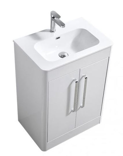 Essentials Superb 600x395mm Double Door Floor Standing Unit in White Gloss