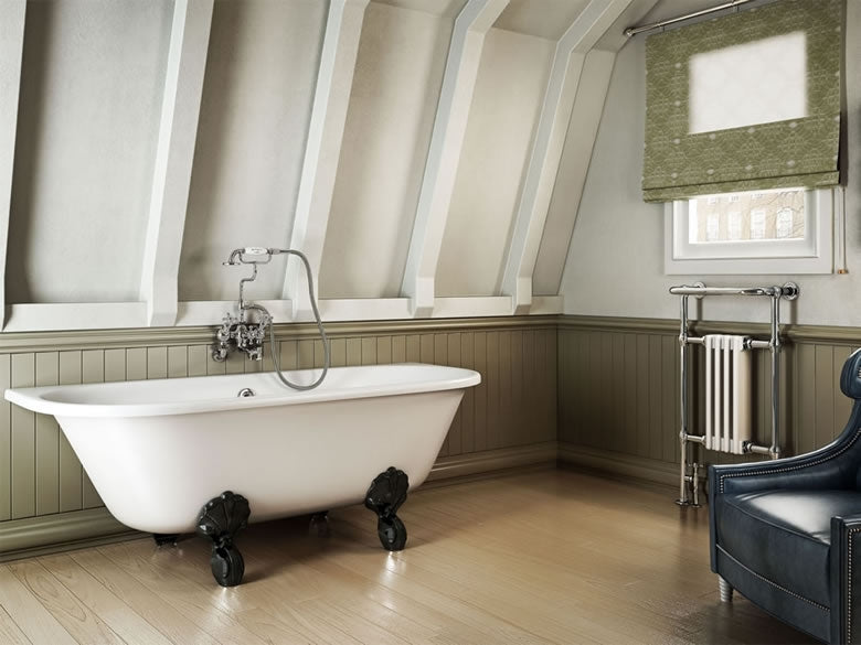 Burlington Avantgarde Roll Top Bath With Black Claw Feet