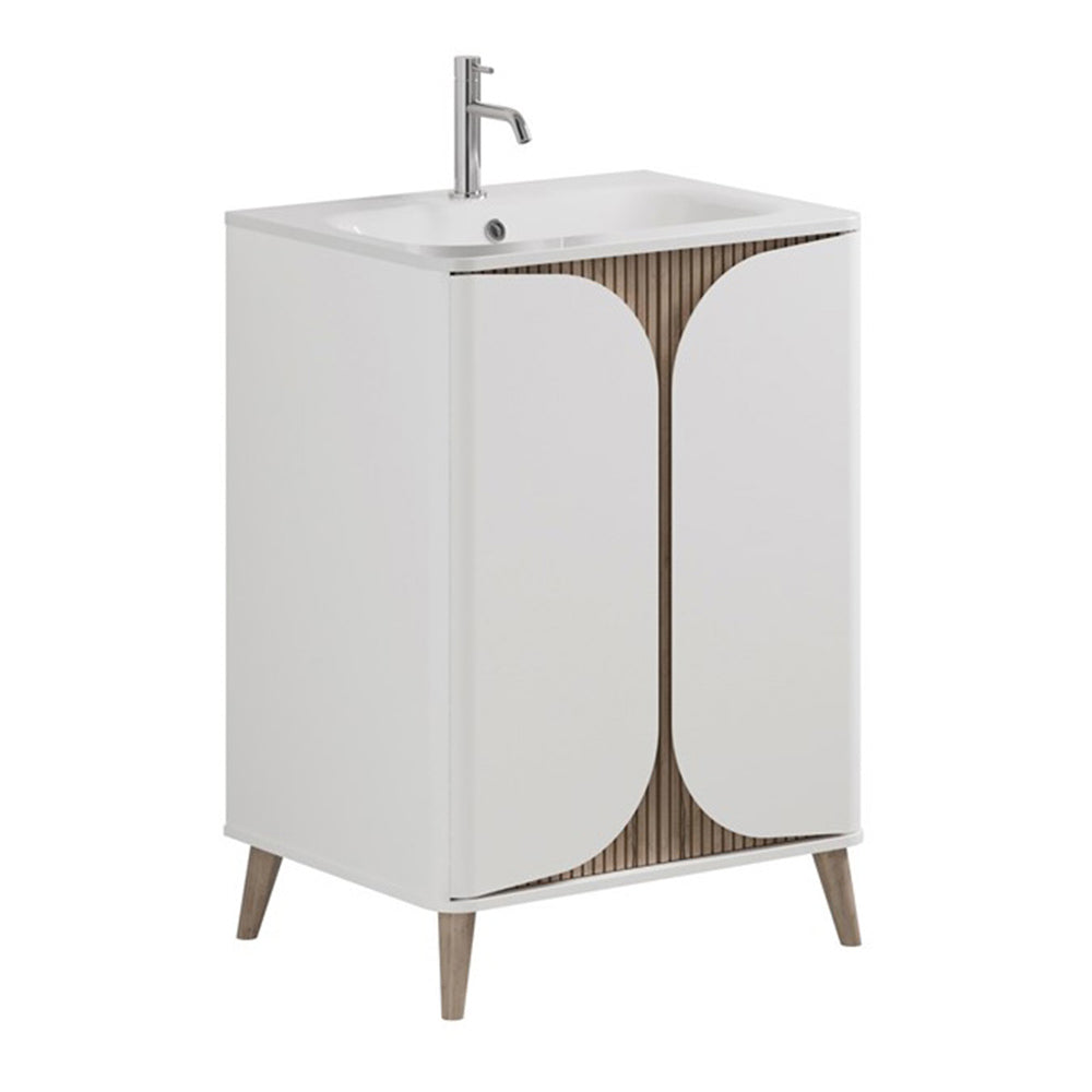 Crosswater Tambour 600mm Floor Standing Vanity With Doors with 1TH Basin