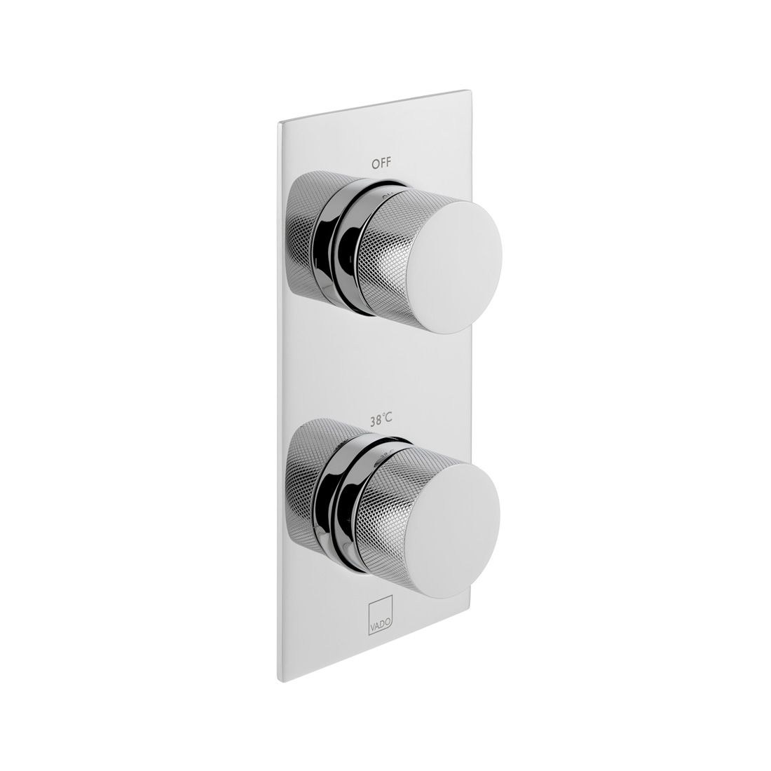 VADO Tablet Knurled Accents 2-Outlet Thermostatic Valve and All-Flow