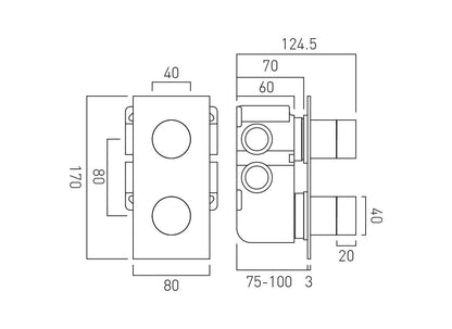 VADO Tablet Omika -2 Outlet Thermostatic Valve All-Flow