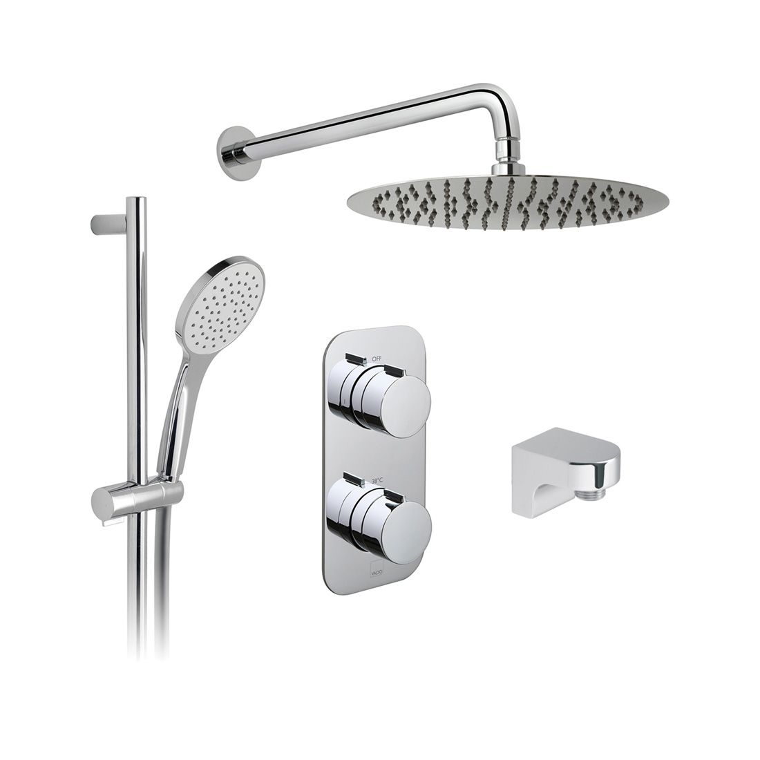 VADO Tablet Altitude 2-Outlet Thermostatic Shower Set - Chrome Finish