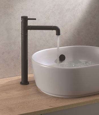 Crosswater MPRO Industrial Tall Monobloc Basin Mixer Carbon Black