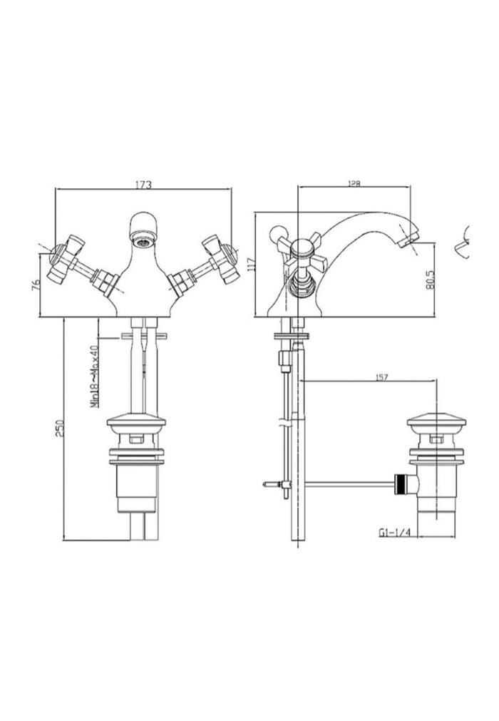 Heritage Dawlish Basin Mixer With Pop Up Basin Waste