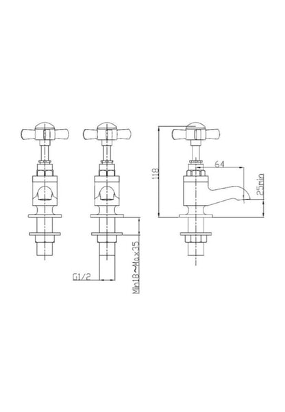 Heritage Dawlish Short Nose Basin Taps (pair)