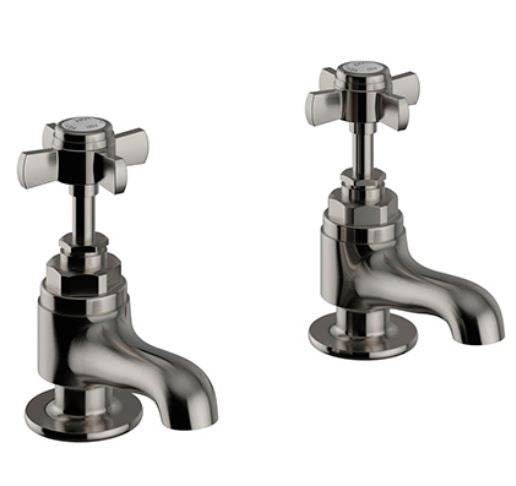 Dawlish Bath Pillar Taps Brushed Nickel