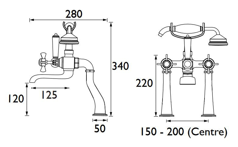 Dawlish Bath Shower Mixer Brushed Nickel