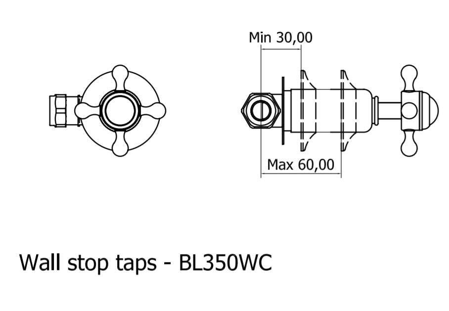 Crosswater Belgravia Crosshead Wall Mounted Stop Valves