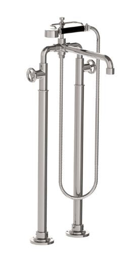 Lefroy Brooks Ten Ten Bath Shower Mixer With Handwheels On Standpipes - Silver Nickel