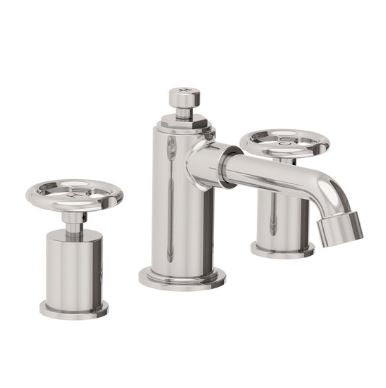 Lefroy Brooks Ten Ten Three Hole Basin Mixer With Handwheels - Antique Gold