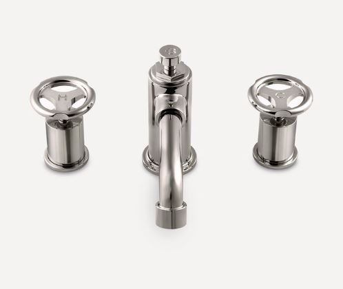 Lefroy Brooks Ten Ten Three Hole Basin Mixer With Handwheels - Silver Nickel