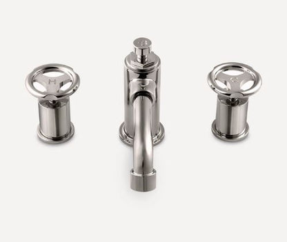 Lefroy Brooks Ten Ten Three Hole Basin Mixer With Handwheels - Silver Nickel