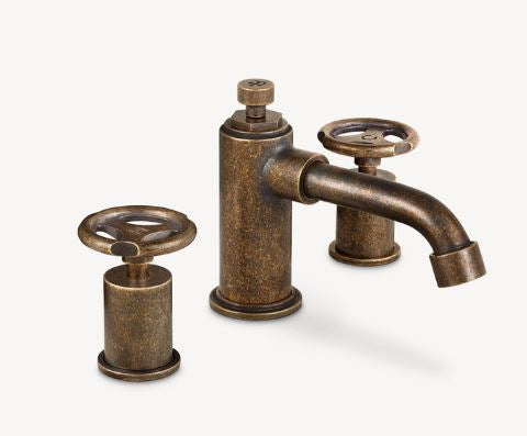 Lefroy Brooks Ten Ten Three Hole Basin Mixer With Handwheels - Silver Nickel