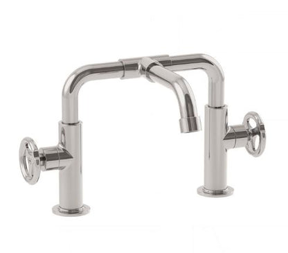 Lefroy Brooks Ten Ten Deck Mounted Basin Bridge Mixer With Handwheels - Antique Gold