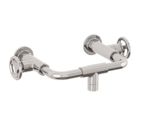 Lefroy Brooks Ten Ten Wall Mounted Basin Bridge Mixer With Handwheels - Silver Nickel