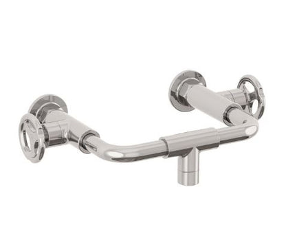 Lefroy Brooks Ten Ten Wall Mounted Basin Bridge Mixer With Handwheels - Silver Nickel