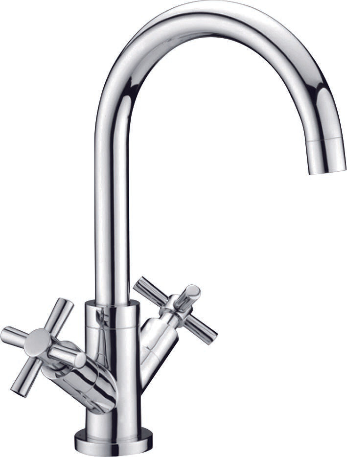 Kitchen Sink Mixer Chrome With Swivel Spout & Cross Handles
