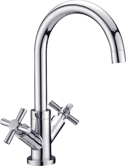 Kitchen Sink Mixer Chrome With Swivel Spout & Cross Handles