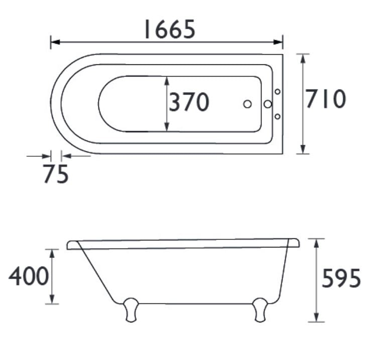 Tilbury Corner Freestanding Bath Right Hand
