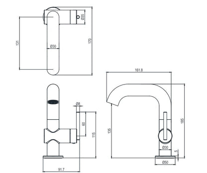 Crosswater 3one6 Side Lever Basin Mixer - Stainless Steel