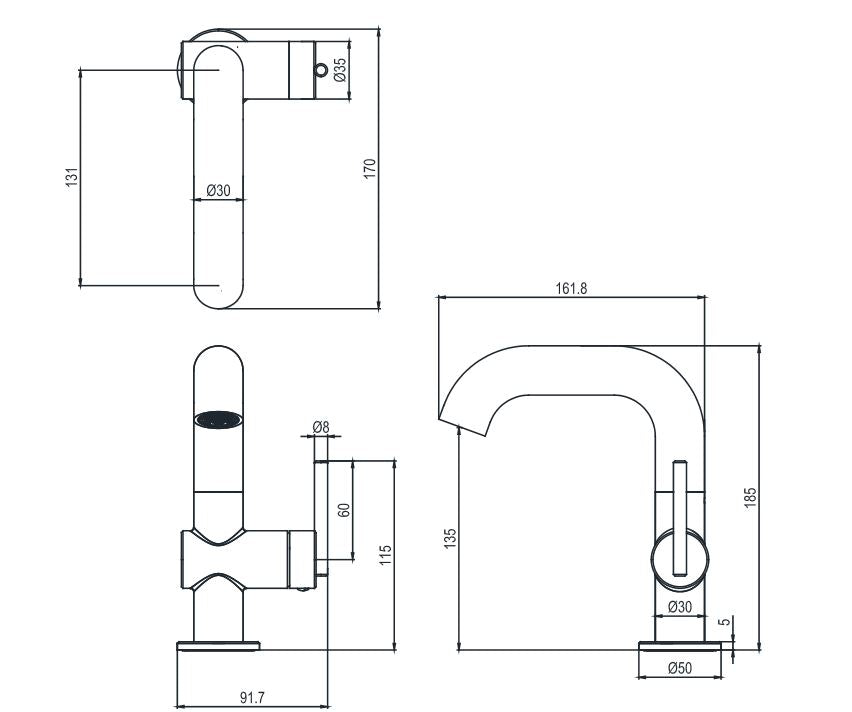 3one6 Side Lever Basin Mixer - Slate To Amp Up Your Space