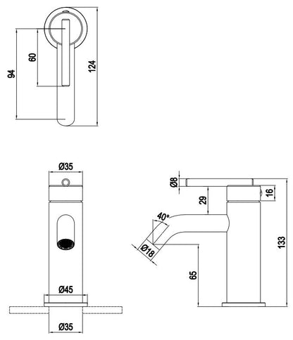 Crosswater 3ONE6 Lever Mini Basin Mono Mixer Brushed Brass