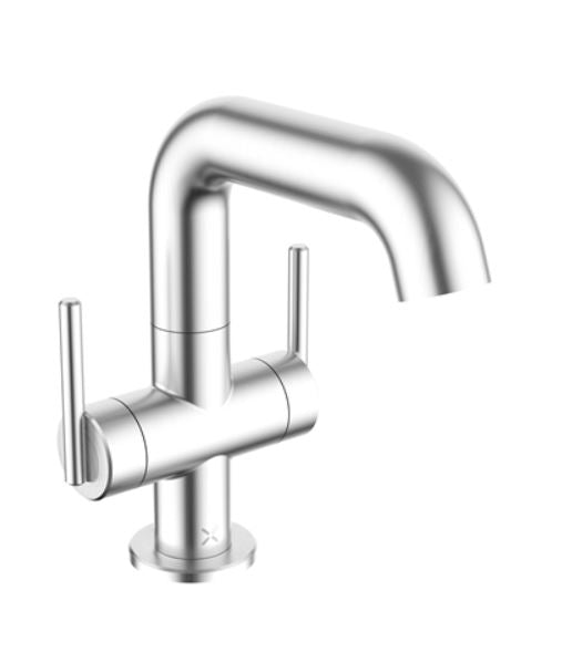 Crosswater 3one6 Twin Side Lever Basin Mixer - Brushed Stainless Steel