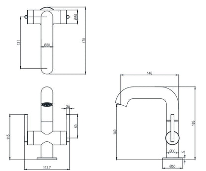Crosswater 3one6 Twin Side Lever Basin Mixer - Brushed Brass Finish