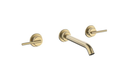 Crosswater 3ONE6 Wall Mounted Lever Basin 3 Hole Set Brushed Brass