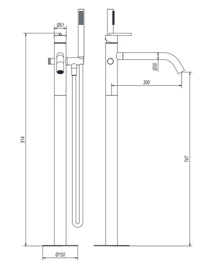Crosswater 3ONE6 Lever Floor Standing Bath Filler Brushed Brass