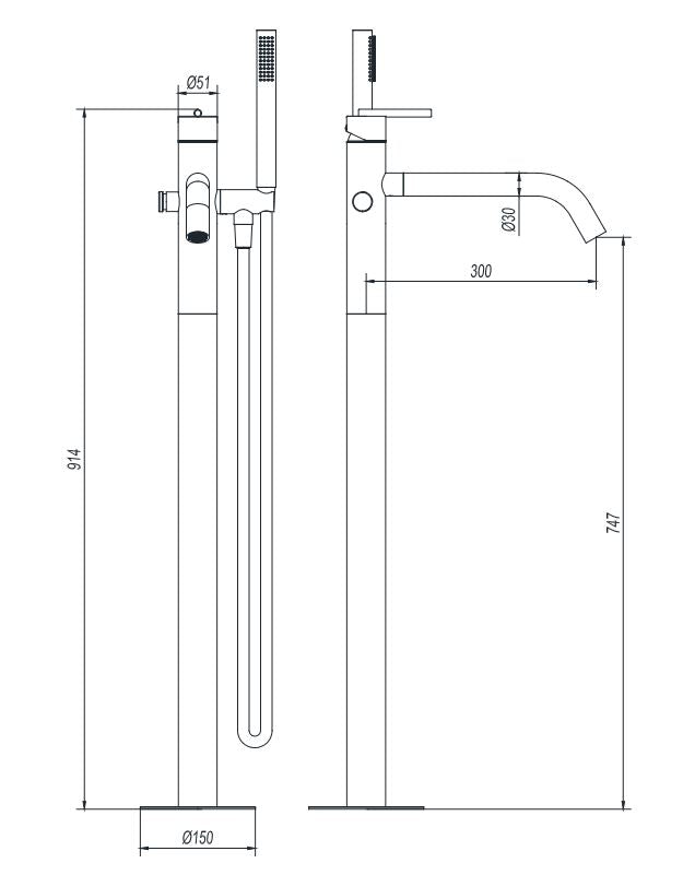 Crosswater 3ONE6 Lever Floor Standing Bath Filler Brushed Stainless Steel