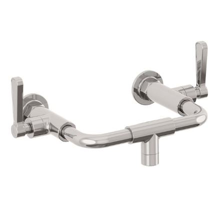 Lefroy Brooks Ten Ten Wall Mounted Basin Bridge Mixer With Lever Handles - Silver Nickel