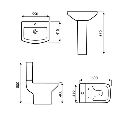 SW6 Trim Close Coupled WC Including Soft Close Seat