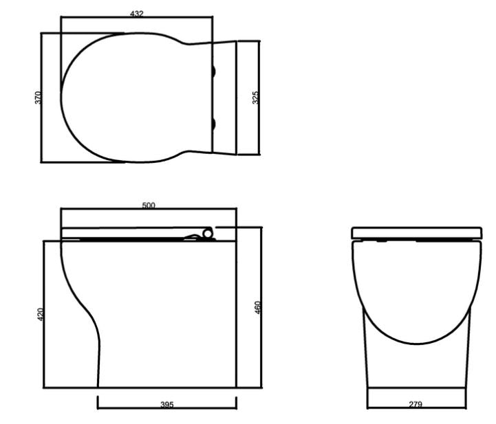 Trim Round Back To Wall WC & Soft Close Seat White Gloss