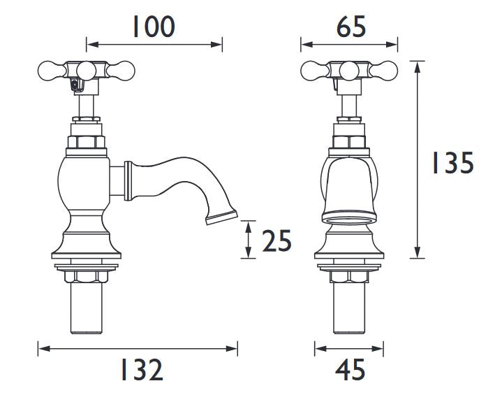 Trinity Basin Pillar Taps Chrome