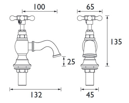 Trinity Basin Pillar Taps Chrome