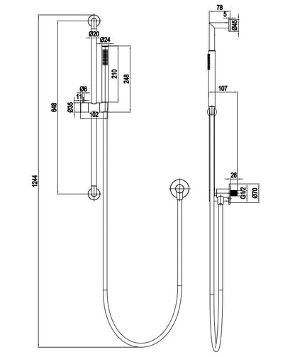 Crosswater 3ONE6 Designer Slide Rail Kit & Wall Outlet - Brushed Stainless Steel