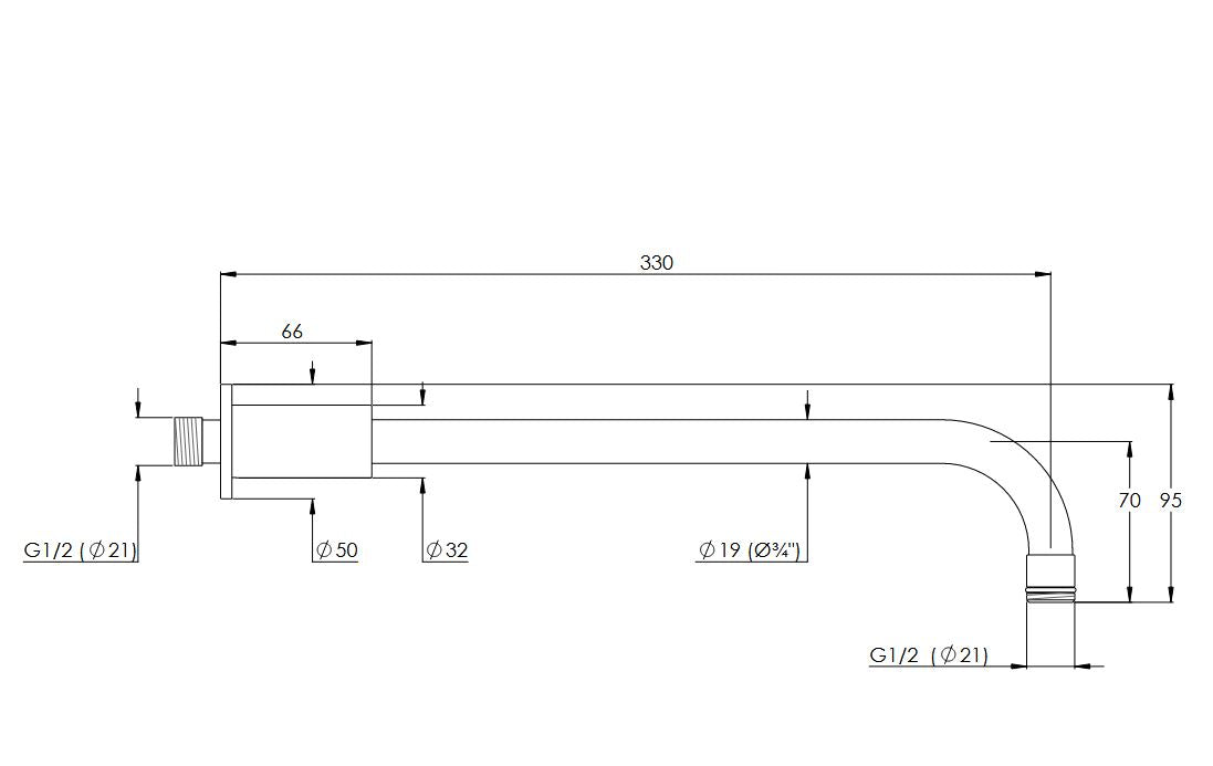 Lefroy Brooks Modern Short Projection Arm w/ Wall Bracket