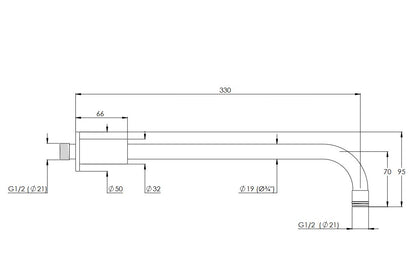 Lefroy Brooks Modern Short Projection Arm w/ Wall Bracket