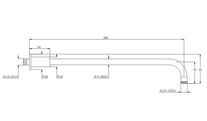 Lefroy Brooks Modern Long Projection Arm - Chrome