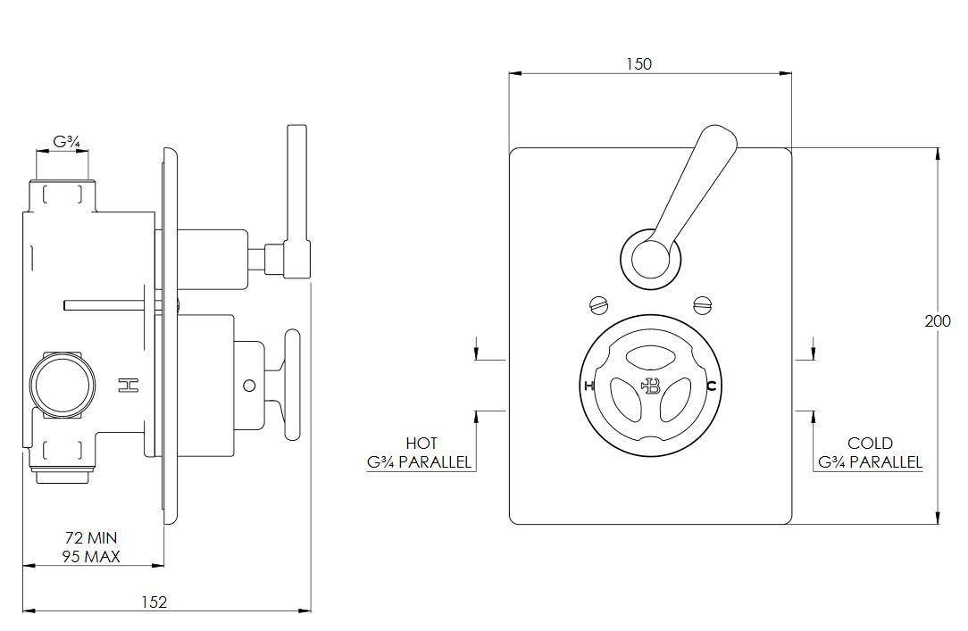 Lefroy Brooks Ten Ten Concealed Single Control Thermostatic Shower Valve TT8706CP Chrome