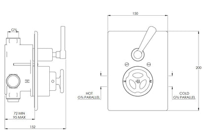 Lefroy Brooks Ten Ten Concealed Single Control Thermostatic Shower Valve TT8706AG Antique Gold