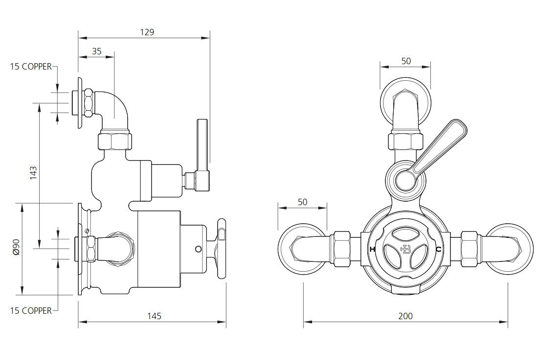 Lefroy Brooks Ten Ten exposed single control thermostatic shower valve - Chrome