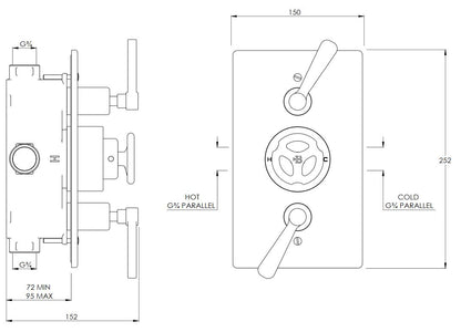 Lefroy Brooks Ten Ten Concealed Dual Control Thermostatic Shower Valve - Silver Nickel