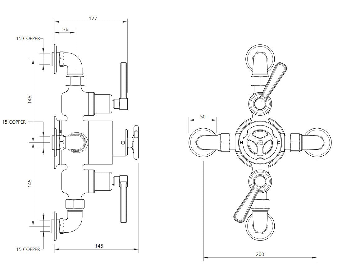 Lefroy Brooks Ten Ten Exposed Dual Control Thermostatic Shower Valve - Chrome