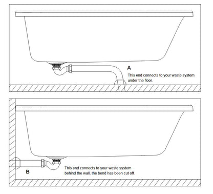 P-Trap Connection Pipe 40 x 872 x 220mm - Chrome plated