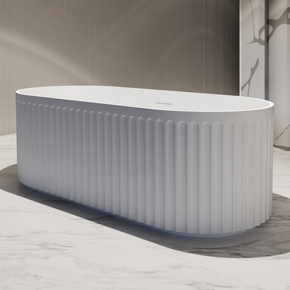 Luxe Ripon 1700 Fluted Round Freestanding Matt Acrylic Bath