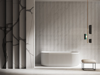 Luxe Newry 1700 Fluted Back To Wall Freestanding Gloss Acrylic Bath