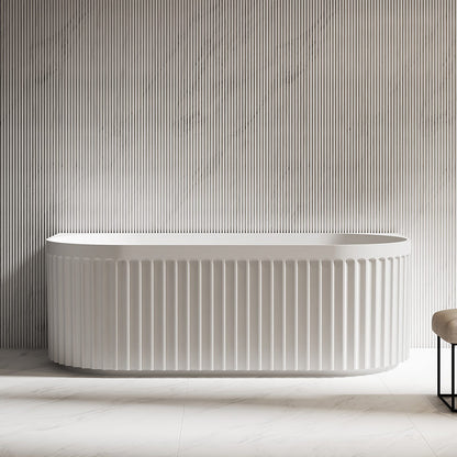 Luxe Newry 1700 Fluted Back To Wall Freestanding Gloss Acrylic Bath